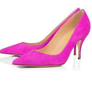 FSJ Classic Kitten Heels Pointy Closed Toe Pumps